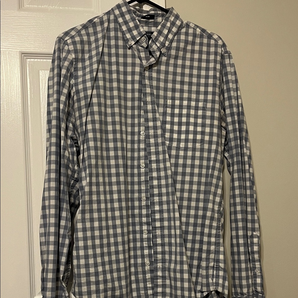 J. Crew Light Blue and White Gingham Shirt